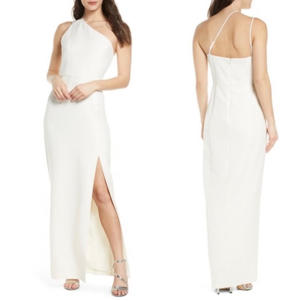 Wayf the Lenore one shoulder column maxi dress